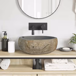 vidaXL Lavabo Grigio chiaro (38-45) x (30-35) x 15 cm Pietra di Fiume - Vista aggiuntiva 3