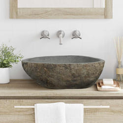 vidaXL Lavabo Grigio chiaro (46-52) x (35-40) x 15 cm Pietra di Fiume