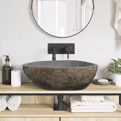 vidaXL Lavabo Grigio chiaro (46-52) x (35-40) x 15 cm Pietra di Fiume - Vista aggiuntiva 3