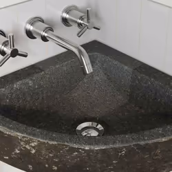vidaXL Lavabo ad angolo sospeso Grigio (38-45) x (38-45) x 12 cm - Vista aggiuntiva 3