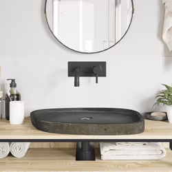 vidaXL Lavabo Grigio (55-65) x (40-50) x 6 cm Pietra di Fiume - Vista aggiuntiva 3