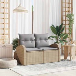 vidaXL Divano da giardino con cuscino Beige 124 x 62 x 69cm polyrattan