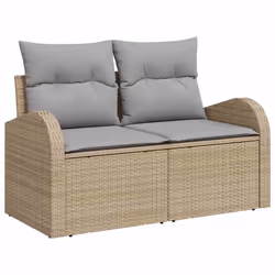 vidaXL Divano da giardino con cuscino Beige 124 x 62 x 69cm polyrattan - Vista aggiuntiva 2