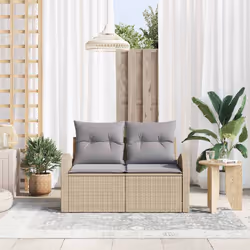 vidaXL Divano da giardino con cuscino Beige 124 x 62 x 69cm polyrattan - Vista aggiuntiva 3