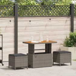 Set da Pranzo da Giardino 3 Pezzi con Cuscini Grigio in Polyrattan e Acacia Vidaxl
