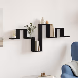 Questa mensola montata a parete ravviva facilmente il tuo soggiorno o ufficio. Con una finitura in rovere nero elegante, comb ...