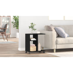 Vidaxl - Tavolino con Ruote Nero Rovere 50x30x55 cm in Legno Ingegnerizzato