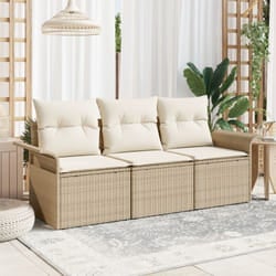 Vidaxl - Set di Divano Giardino a 3 Pezzi con Cuscini Beige Polyrattan