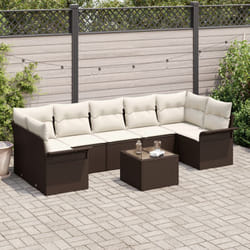 Set di Divani da Giardino da 8 Pezzi con Cuscini Marrone in Rattan Vidaxl