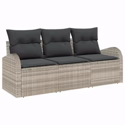 vidaXL Set Divano da Giardino 3 pcs Grigio chiaro Poly Rattan - Vista aggiuntiva 2