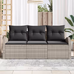 vidaXL Set Divano da Giardino 3 pcs Grigio chiaro Poly Rattan - Vista aggiuntiva 3
