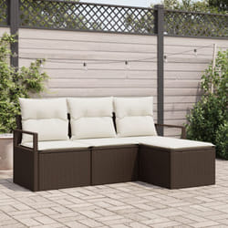 Set Divano da Giardino Vidaxl 4 pezzi con Cuscini Marrone Polyrattan, Divano da Giardino 2 posti Vidaxl con Cuscini Marrone Polyrattan