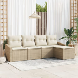 Vidaxl - Set divani giardino 5 pezzi con cuscini beige in polyrattan