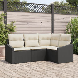 Vidaxl - Set Divano da Giardino a 4 Pezzi con Cuscini in Rattan Nero