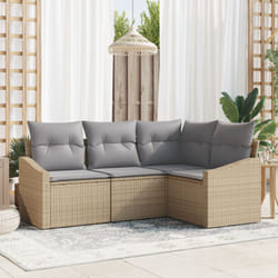 Vidaxl - Set di Divano da Giardino 4 Pezzi con Cuscini Beige Polyrattan