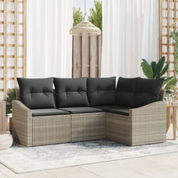 Set Divano da Giardino 4 Pezzi con Cuscini Grigio Chiaro Polyrattan Vidaxl