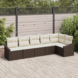 Vidaxl - Set di divano da giardino 6 pezzi con cuscini in polyrattan marrone