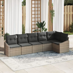 vidaXL Set di Divani da Giardino 6 Pezzi con Cuscini Grigio Polyrattan