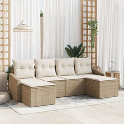 Vidaxl - Set Divano da Giardino 6 Pezzi con Cuscini Beige Polyrattan