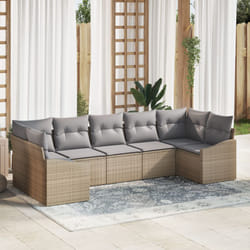 Vidaxl - Set da giardino 7 pezzi con cuscini beige in rattan