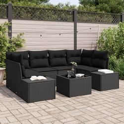 Vidaxl - Set Divano Giardino 7 Pezzi con Cuscini Nero Rattan pe