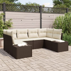 Set di divani da giardino 6 pezzi con cuscini Marrone in polyrattan Vidaxl