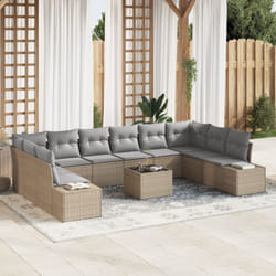 Set Divano da Giardino 11 Pezzi con Cuscini Nero Rattan Sintetico Vidaxl
