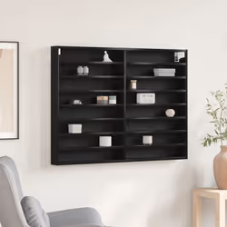 Questa vitrine a parete è un'ottima scelta per stoccare con stile. La finitura in rovere nero rende il tutto più elegante e s ...