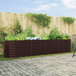 Vidaxl - Letto da Giardino Rialzato Marrone 400x80x81 cm Acciaio Zincato