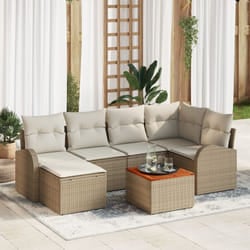 Vidaxl - Set da Giardino 7 Pezzi con Cuscini Beige Rattan Poliestere