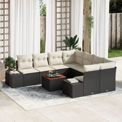 Vidaxl - Set di divani da giardino 9 pezzi con cuscini in Polyrattan nero e acacia