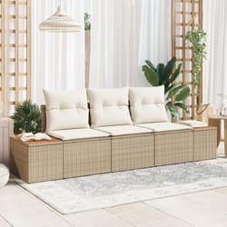 Set di Divani da Giardino 3 Pezzi con Cuscini Beige Rattan Polietilene Acacia Vidaxl
