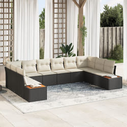 Vidaxl - Set divani giardino 10 pezzi con cuscini neri in polyrattan