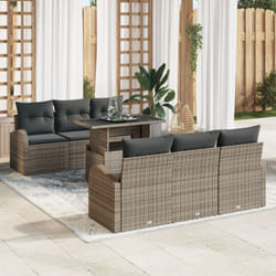 Vidaxl - Set Divano da Giardino a 7 Pezzi con Cuscini Grigio Polyrattan