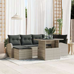 Set Divano Giardino 7 Pezzi con Cuscini Grigio Chiaro Rattan pe Vidaxl