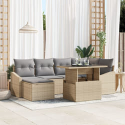Vidaxl - Set di Divano da Giardino 7 Pezzi con Cuscini Beige Polyrattan