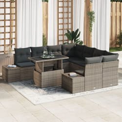vidaXL Set di divani da giardino 9 pezzi con cuscini grigi in Rattan