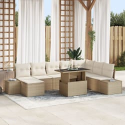 Set di divani da giardino 9 pezzi con cuscini Beige in Polyrattan Vidaxl