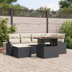 Set da Pranzo da Giardino con cuscini neri in rattan polietilene e acacia Vidaxl