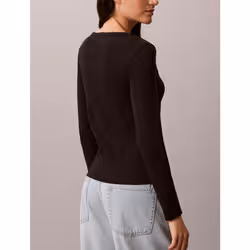 Calvin Klein Top a manica lunga in cotone a costine - Vista aggiuntiva 4
