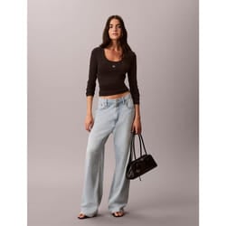 Calvin Klein Top a manica lunga in cotone a costine