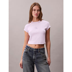 Calvin Klein T-shirt con logo in cotone a costine slim