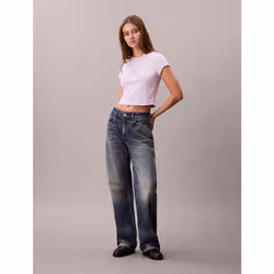 Calvin Klein T-shirt con logo in cotone a costine slim - Vista aggiuntiva 3