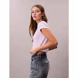 Calvin Klein T-shirt con logo in cotone a costine slim - Vista aggiuntiva 6