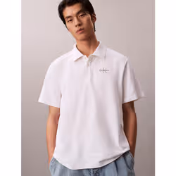 Calvin Klein Polo in piqué di cotone con monogramma - Vista aggiuntiva 4