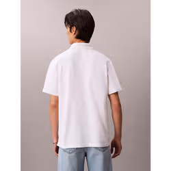 Calvin Klein Polo in piqué di cotone con monogramma - Vista aggiuntiva 5