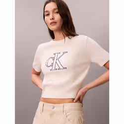 Calvin Klein Maglione con monogramma a maniche corte - Vista aggiuntiva 3