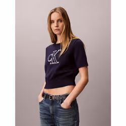 Calvin Klein Maglione con monogramma a maniche corte - Vista aggiuntiva 2