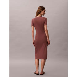 Calvin Klein Abito midi con logo in cotone a costine