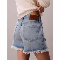 Calvin Klein Pantaloncini in denim sfrangiato con taglio relaxed stile anni '90 - Vista aggiuntiva 5